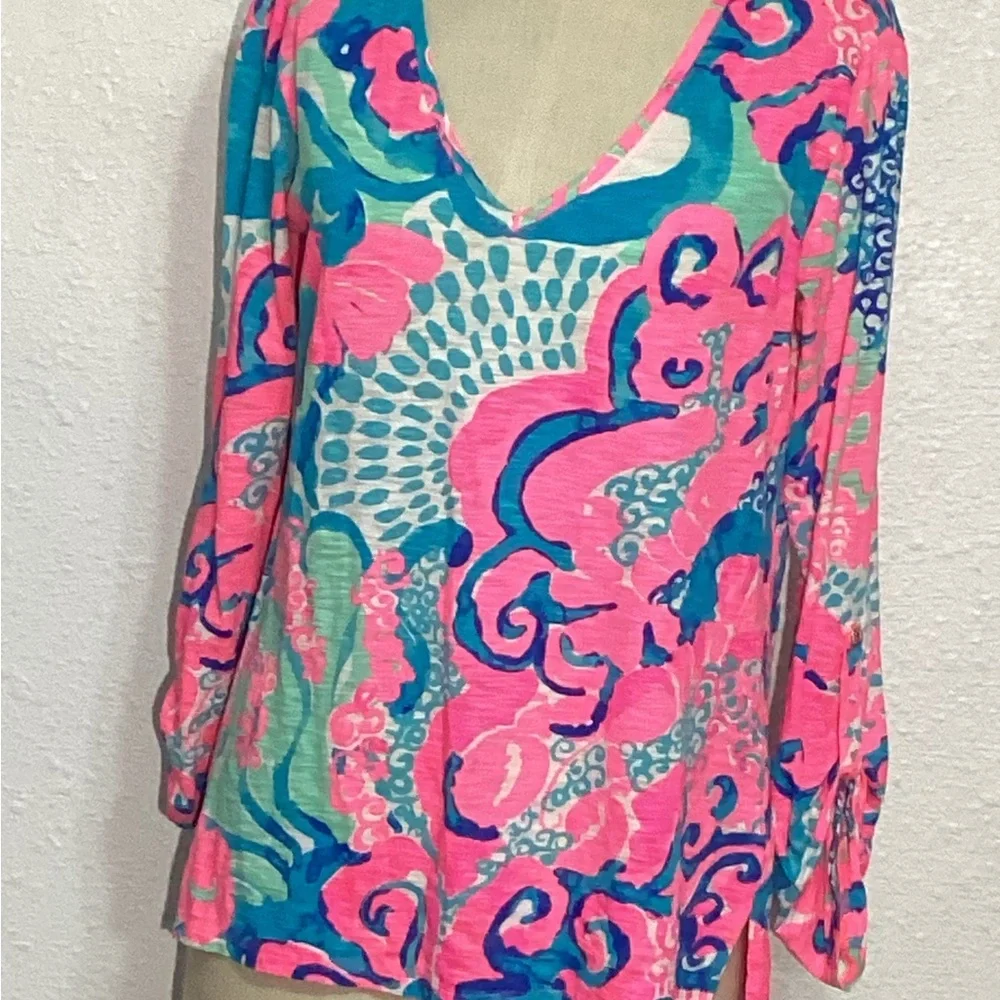 Lilly Pulitzer Jennifer women’s long sleeve Colorful Womens blouse size medium
